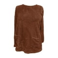 thumbnail image 3 of Patlollav Womens Winter Loose Solid Pocket Warm Long Sleeve Plus Size Tops, 3 of 6