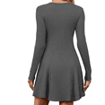 thumbnail image 3 of Sweater Dress for Women Fall Long Sleeve Crew Neck Ribbed Knit Fit and Flare A-Line Dresses, 3 of 5