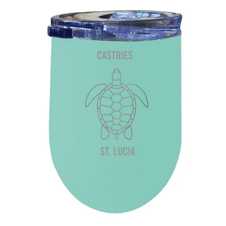 

Castries St. Lucia 12 oz Seafoam Laser Etched Insulated Wine Stainless Steel