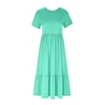 thumbnail image 5 of Fjofpr Womens Dresses Plus Size Women's Summer Casual Short Sleeve Crewneck Dress Casual Flowy Tiered Maxi Beach Dress With Pockets Mint Green XXL, 5 of 5