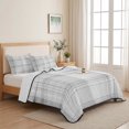 thumbnail image 5 of Quilts Twin Size, Grey Checkered Soft Comforter Bedding Set for Bed, Summer Modern Minimalist Lightweight Quilted Bedspread with Pillow Cover(2 Pieces) for All Season, 68x86 Inch, 5 of 9