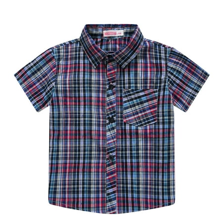 

Toddler Boys Short Sleeve Fashion Plaid Shirt Tops Coat Outwear for Babys Skin-Friendly T Shirts for Boys Baby Girl Clothes