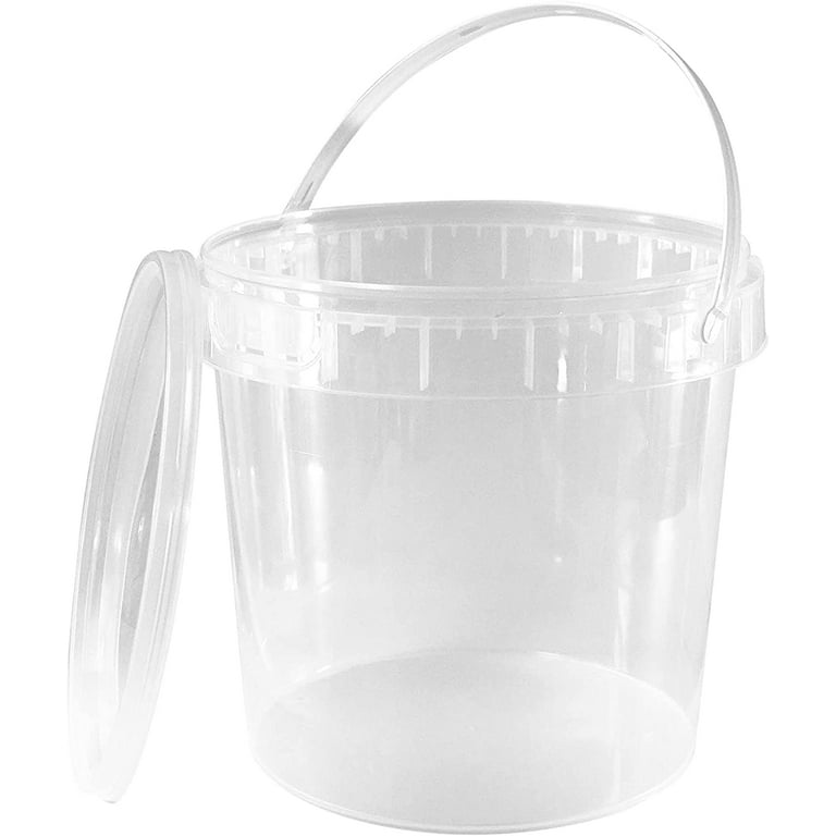 1 Gallon (128 oz) Clear Plastic Bucket with Lid and Handle (5 Pack), Ice  Cream Tub with Lids - Food Grade Freezer and Microwave Safe Food Storage