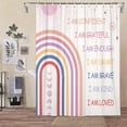 thumbnail image 3 of Rainbow Shower Curtain for Kids, Inspirational Quotes Shower Curtain Set for Bathroom, Abstract Boho Positive Teen Fabric Shower Curtain Restroom Bathtub Decor Accessories with Hooks 72X 72 inch, 3 of 6