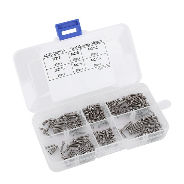 Accesorio para herramienta de reparación 180 piezas M2 tornillos hexagonales negros NikouMX