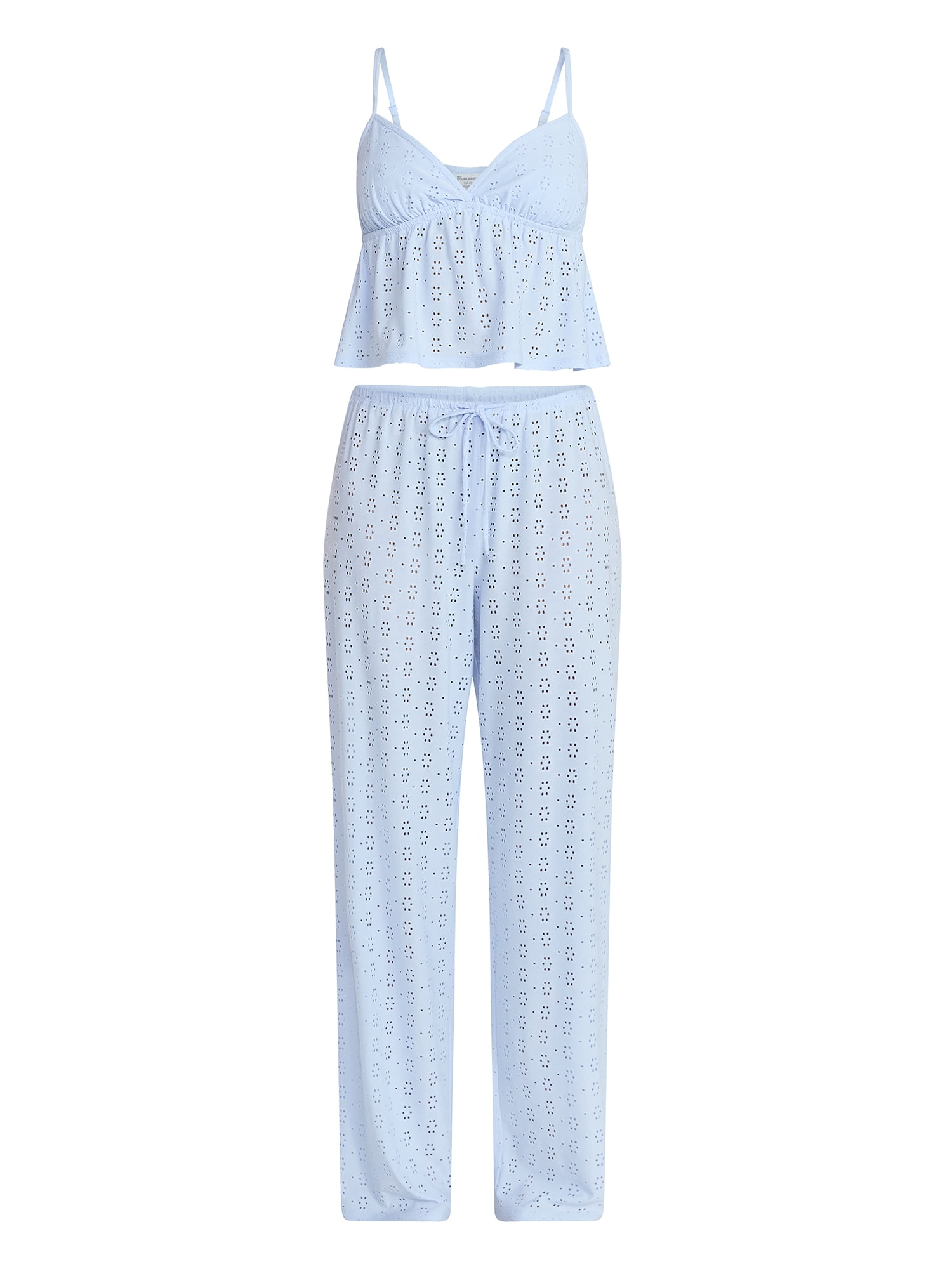 No Boundaries Eyelet Cami and Pants Sleep Set, 2-Piece, Women's XS-XXL