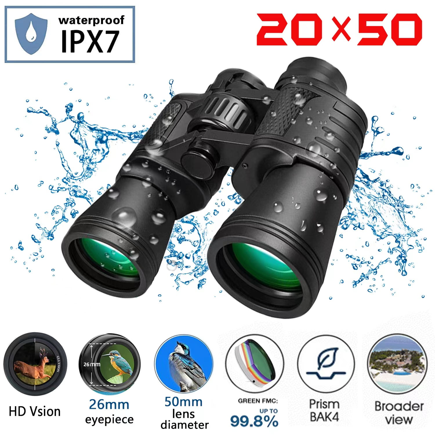 Brand New Ultra Light 20x50 Waterproof Zoom Multi-coated Binoculars for Sale 