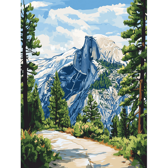 Yosemite Half Dome Mountain Landscape Canvas Print/Wall Art，Perfect for Living Room，Bedroom，Office，Bathroom，Kitchen Decoration