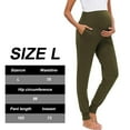 thumbnail image 2 of Women's Maternity Pants Stretchy Lounge Workout Pants Casual Loose Comfy Pregnancy Joggers with Pockets-green, 2 of 5