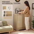 thumbnail image 2 of Furmax Rattan Door Buffet Cabinet Sideboard for Kitchen Wood Storage with Adjustable Shelf for Hallway Entry and Living Room, Beige, 2 of 7