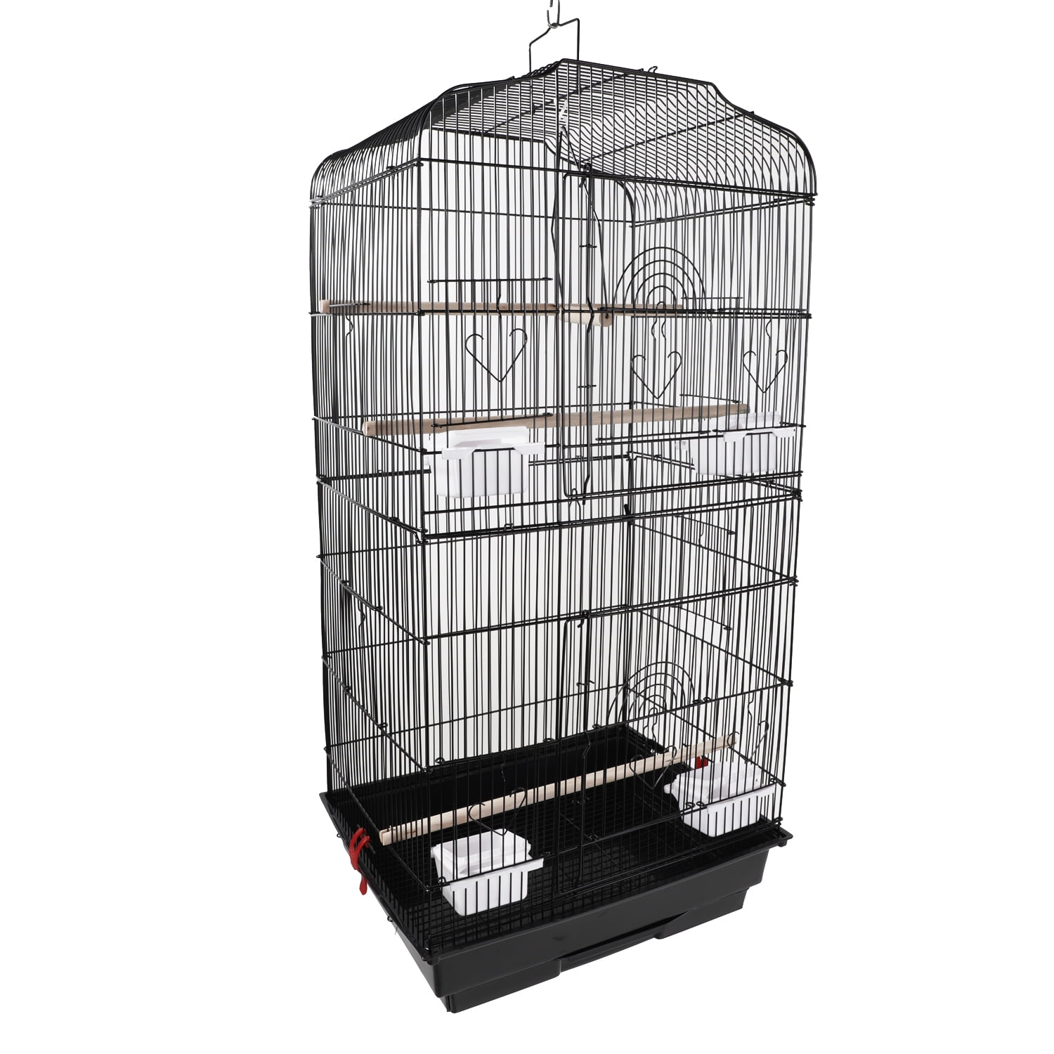 Topcobe 37" Black Large Portable Metal Bird Cage Parrot Cage Kit with