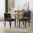 thumbnail image 2 of Ktaxon 2 PCS Dining Chairs, Farmhouse Padded Chairs, Rattan Upholstered Seating for 2, Solid Rubber Wood, Matte Black, 2 of 6