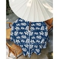 thumbnail image 3 of Navy Blue White Leaves Outdoor Tablecloth with Umbrella Hole, Spring Pastoral Rustic Botanical Spillproof Waterproof Outdoor Table Cover, Patio Tablecloths for Party/Garden/Picnic, Round 60 inch, 3 of 9