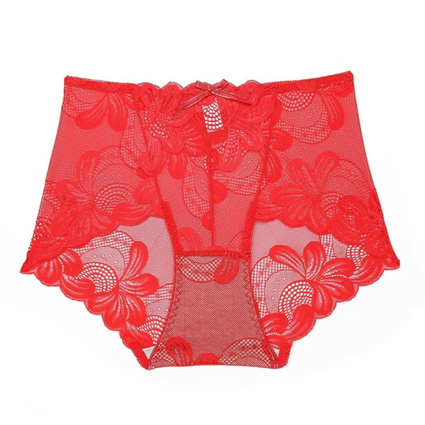 TAIAOJING 6 Pack Cotton Underwear For Women Lace High Waist Beautiful