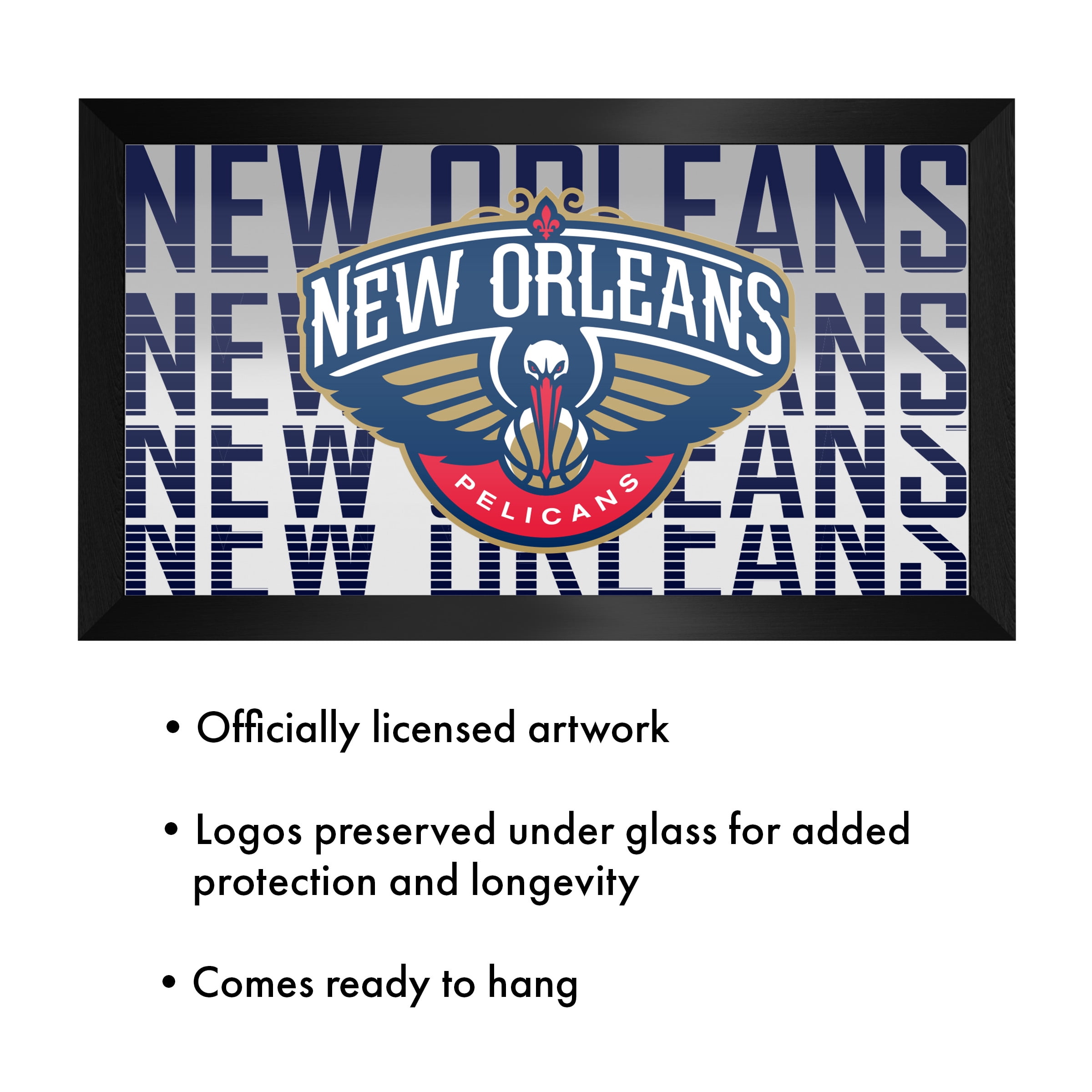 New Orleans Pelicans City Ready-To-Hang Black Framed Wall Mirror