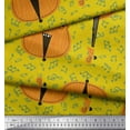 thumbnail image 2 of Soimoi Yellow Poly Georgette Fabric Notes & Violin Musical Instrument Fabric Prints By Yard 42 Inch Wide, 2 of 3