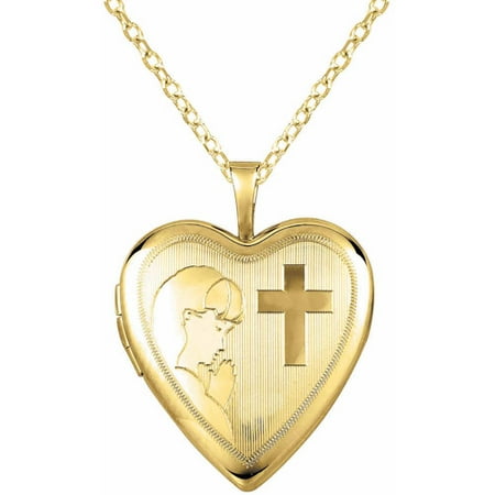 Yellow Gold-Plated Sterling Silver Heart-Shaped with Cross Communion Locket