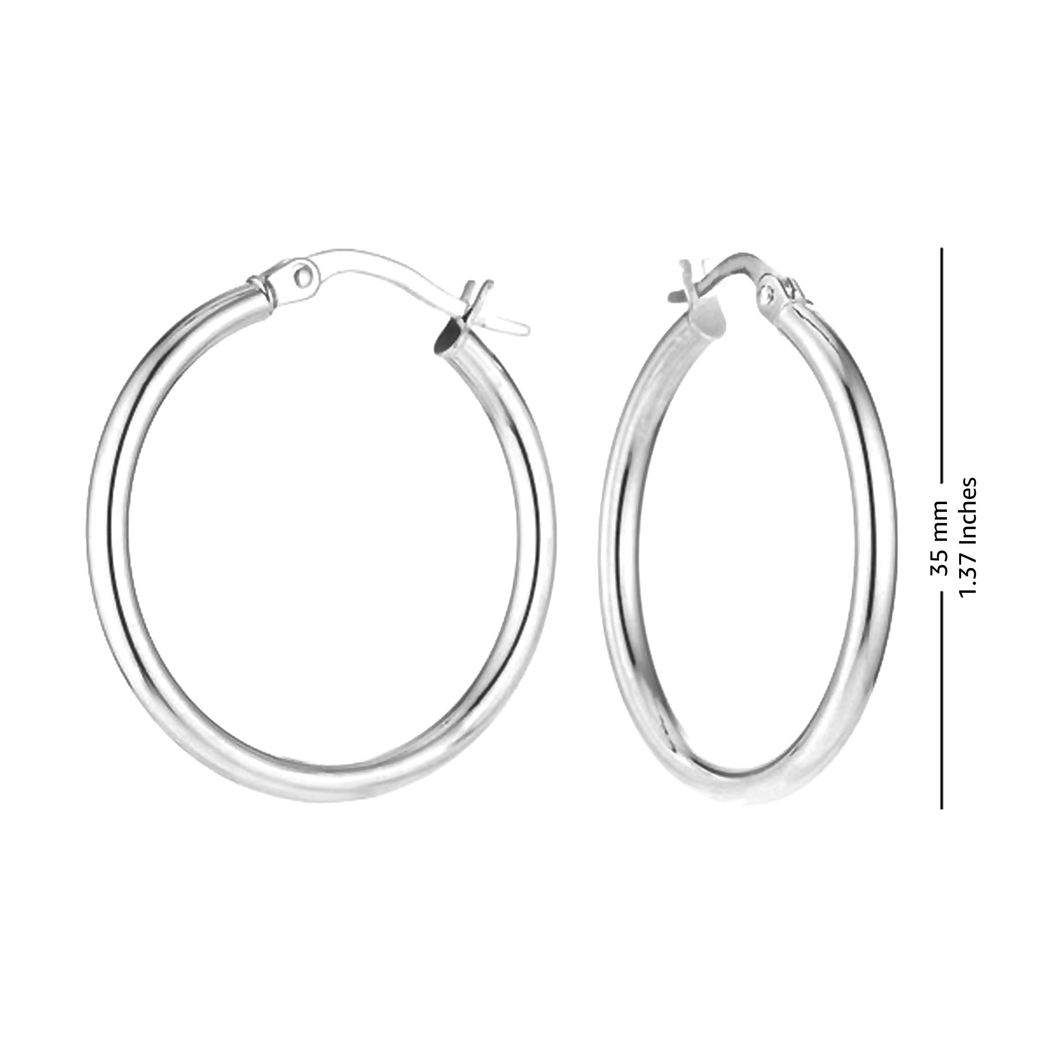 LeCalla 925 Sterling Silver Lightweight Hoop Earrings 2.5MM Thick Italian for Women 35MM