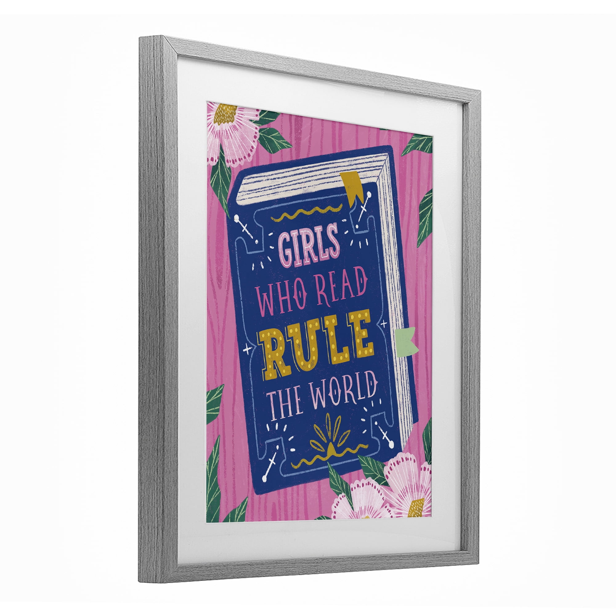 Stupell Industries Girls Who Read Inspirational Gray Framed Print Under Glass, design by Vanessa Stoilova