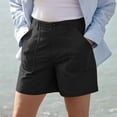 thumbnail image 5 of JUSLIO Womens Shorts,with Pockets High Waist Mid-Length Shorts,Twill Lightweight,Black,Size L, 5 of 6