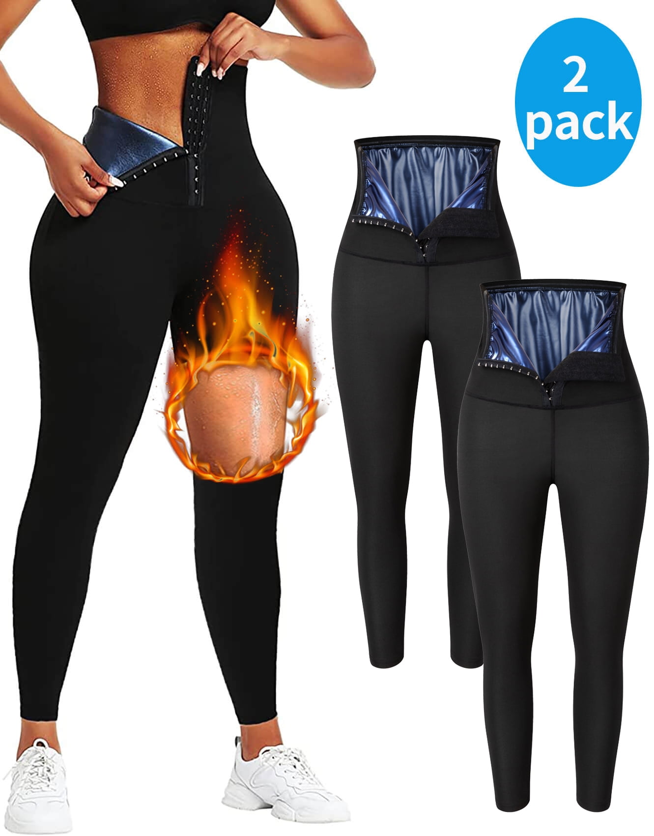 Industrialiseren hybride Adviseur MANIFIQUE 2 Packs Sauna Sweat Pants for Women High Waist Compression  Slimming Weights Thermo Legging Workout Body Shaper - Walmart.com