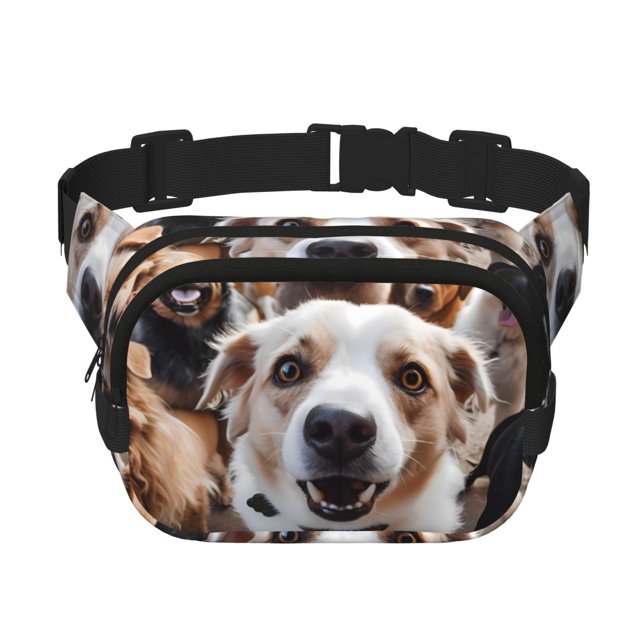 Easygdp Realistic Cute Puppy Fanny Packs para Mujeres y Hombres, Bolsa de Cinturón, Bolsos de Cruz para Trabajo/Correr/Senderismo
