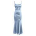 thumbnail image 5 of Elegant Satin Neck Strappy Backless Midi Dress for Everyday Casual Occasions with Adjustable Waist and Sophisticated, Blue, XS, 5 of 5