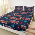 thumbnail image 3 of Homewish Kids Boys Fire Truck 4 Pieces Queen Sheet Sets,Cartoon Car Theme Ultra Soft Flat Sheet,Firefighter Car Queen Fitted Sheet,Lightweight Room Decor, 3 of 7