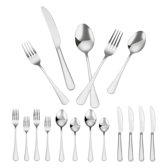 KFFKFF 30-pcs Silverware Sets, Stainless Steel Flatware Set with Steak Knives, Polished Finish Forks and Spoons, Service for 6, Washable Meal Tools for Home Kitchen