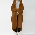 thumbnail image 3 of KBODIU Women's Hoodie Oversized Solid Color Shacket Jacket Long Sleeve Single Breast Long Trench Coat Fall Winter Lightweight Pea Coats Outerwear Cardigan Jackets Coffee 3XL, 3 of 6