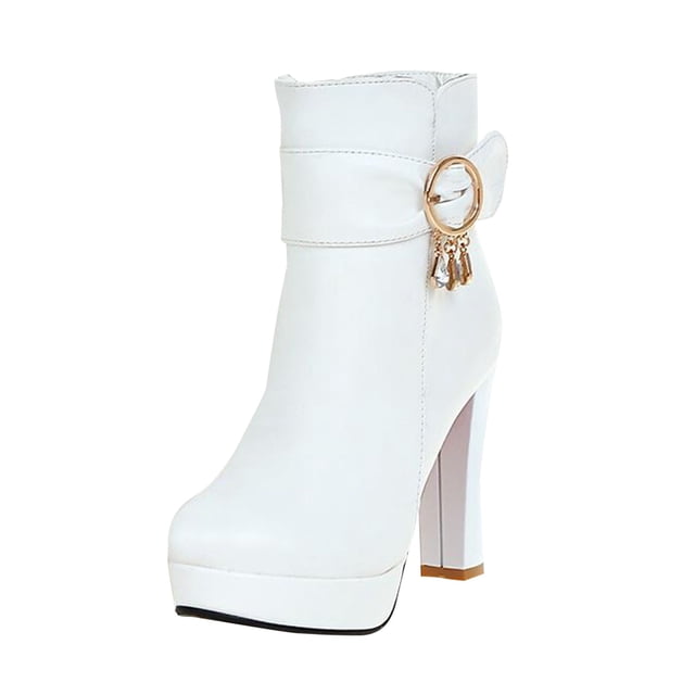 NECHOLOGY Botas Mujer Adulto Femenino Zapatos Botines para mujer Sexy Platform High Hell Girl Shoes Botines con tacones para mujeres Bottoms gruesos (White, 8.50)
