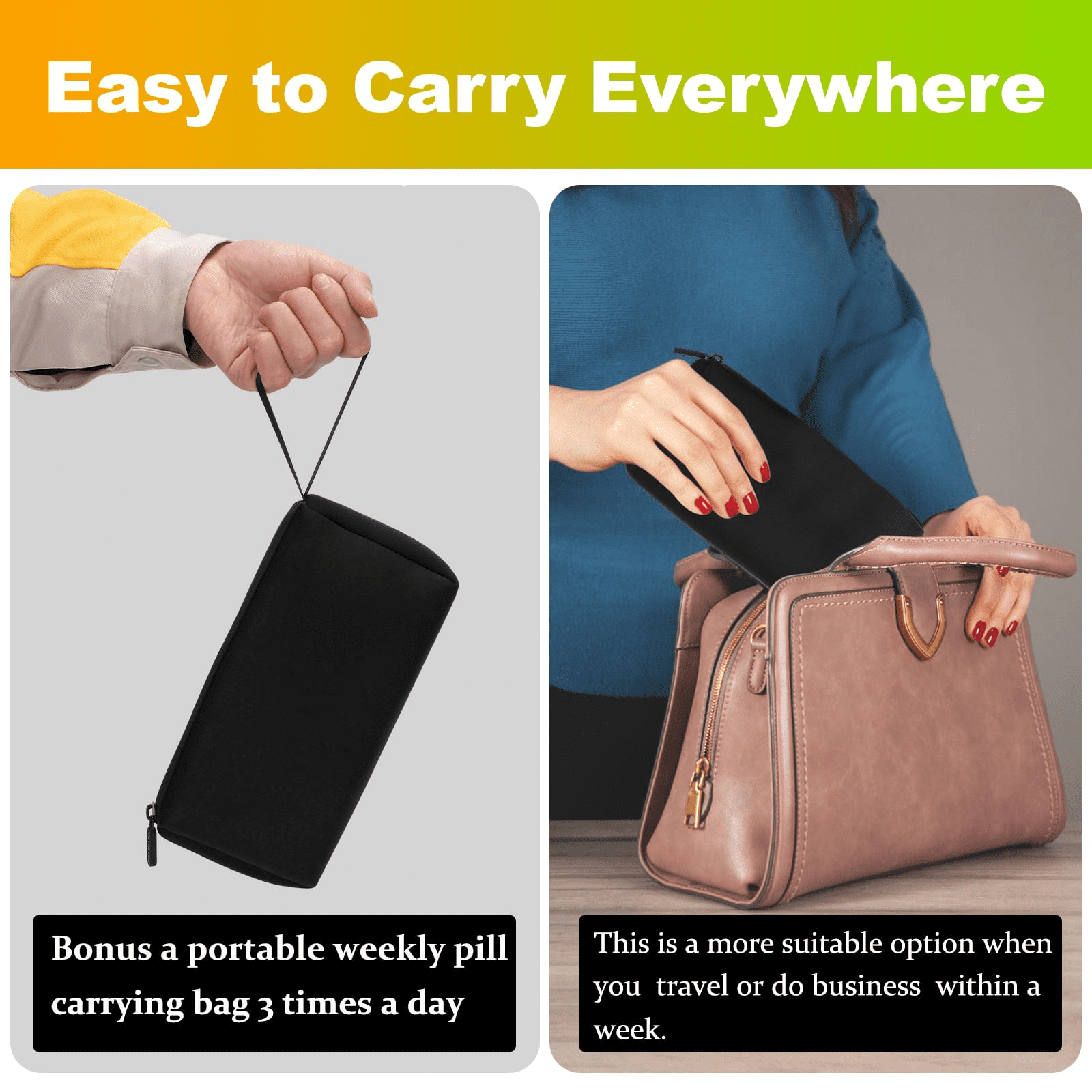 Monthly Pill Organizer 3 Times a Day,32 Daily Compartments & Portable 7-Day Travel Medicine Organizing Bag with Weekly Pill Bag 3 Times a Day