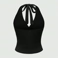 thumbnail image 3 of Fshinging 2026 Summer Fashion Tank Top for Women Leopard Print V Neck Cropped Halter Lace Up Cami Undershirts Black L, 3 of 5