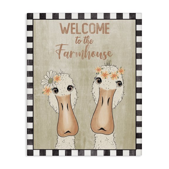 Stupell Industries Cottage Welcome to the Farmhouse Phrase Whimsical Country Geese Canvas Art, 16 x 20, by Andrea Jasid Grassi