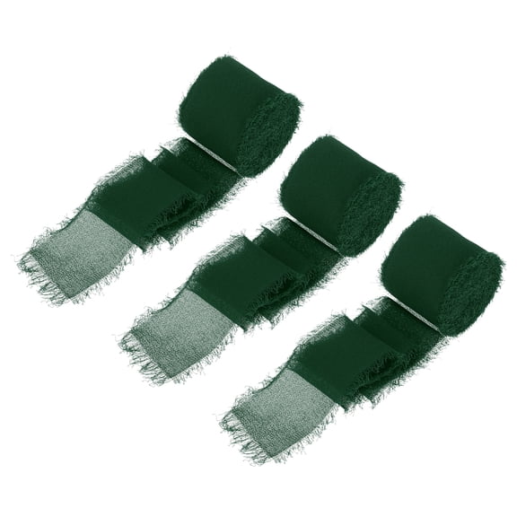 Uxcell Chiffon Ribbon, 1.5"x7 Yard Silk Ribbon Dark Green Tulle Satin Fabric Ribbon for Gift Wrapping,3pcs