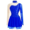 thumbnail image 3 of Miutii Figure Ice Skating Dress for Girls Ballet Dance Gymnastic Leotard Mesh Splice Competition Clothes Royal Blue 8, 3 of 5