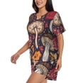 thumbnail image 2 of Bixox Women's Forest Wild Mushroom Printed Pajama Set 2 Piece Lounge Set Top and Shorts Soft Pajamas, Shorts with Pockets, 2 of 7