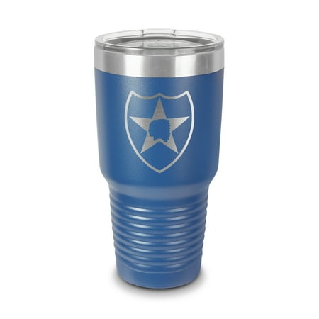 

2nd Infantry Division Tumbler 30 oz - Laser Engraved w/ Clear Lid - Stainless Steel - Vacuum Insulated - Double Walled - Travel Mug - 2id 2nd id second d korea - Blue