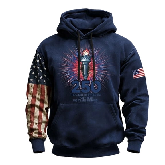 Usa 250th Anniversary Hoodie Mens Patriotic American Flag 250 Anniversary Usa Shirt American 1776-2026 250th Birthday Mens Regular Fit Streetwear Muscle Tee