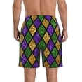 thumbnail image 3 of Naloa Mardi Gras Shiny Green Purple Men's Beach Shorts, Surfing shorts, Swim trunks, Quick Dry Swim Trunks for Surfing Beach Fun - Small, 3 of 9