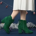 thumbnail image 2 of Unique Bargains Women's Round Toe Chunky Heels Ankle Booties Emerald Green (Size 5.5), 2 of 7