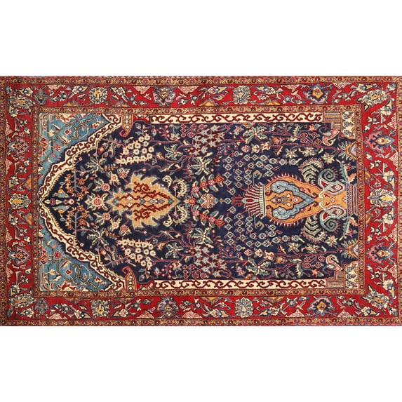 Ahgly Company Machine Washable Indoor Rectangle Traditional Saffron Red Area Rugs, 4' x 6'