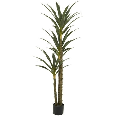 DecMode 58" Artificial Sisal Tree in Realistic Leaves and Black Plastic Pot
