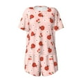 thumbnail image 7 of Ratiio Ladybug With Flower Print Womens Pajama Sets 2 Piece Soft Short Sleeve Top and Shorts Sleepwear Round Neck Pjs Lounge Set, 7 of 7