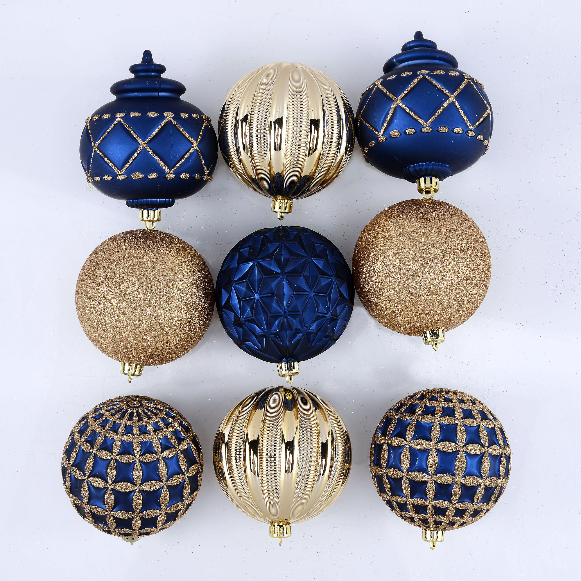 Holiday Time Shatterproof Ornaments Navy Blue And Gold 9 Count