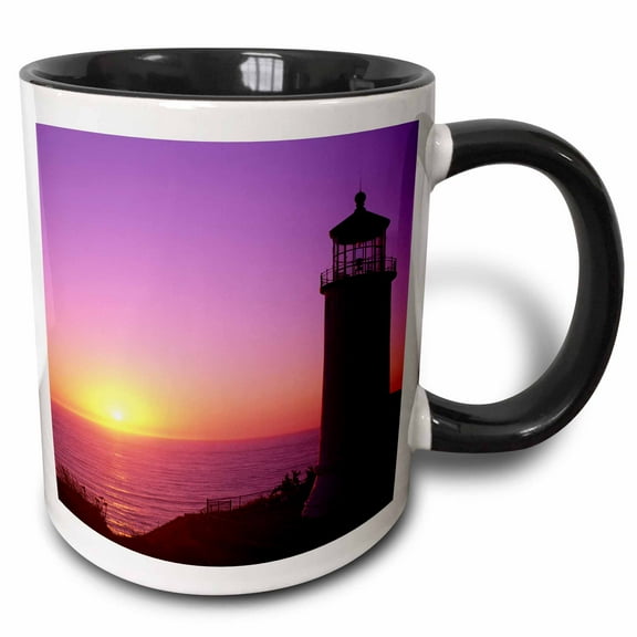 3drose, Wa, Cape Disappointment, North Head Lighthouse - Us48 Jwi1233 - Jamie and Judy Wild, 11oz Two-tone Black Mug