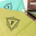 thumbnail image 3 of Printtoo Triangle Swirl Border Letter F Inital Uppercase Monogram Wood Mounted Rubber Stamp, 3 of 4