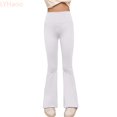 thumbnail image 2 of LYHaoo Girls High Waist Stretchy Yoga Pants Flared Casual Leggings for Kids School Outdoor Daily Wear(White), 2 of 7