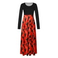 thumbnail image 4 of Maxi Dresses for Women Long Sleeve Printed Patchwork Dress High Waist Fall Casual Flowy A Line Party Dress, 4 of 5