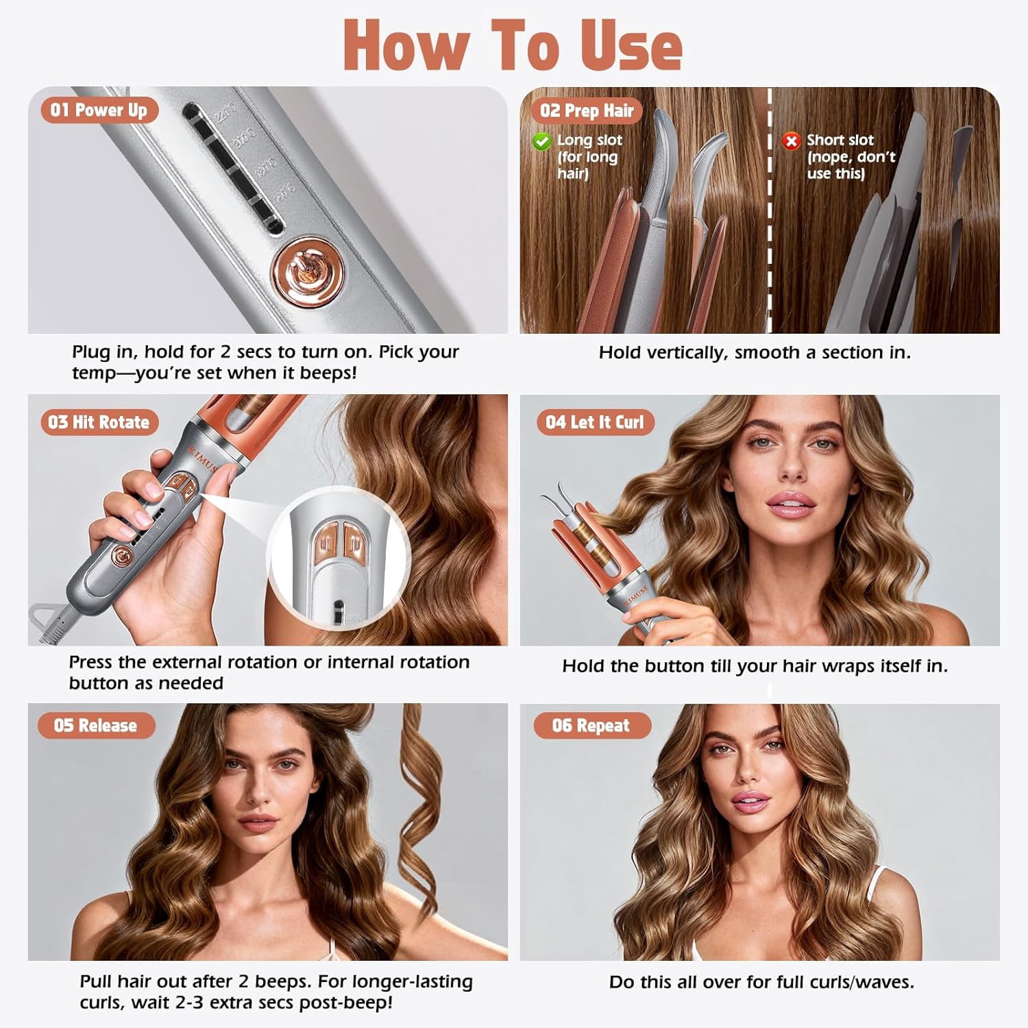 Scheri Automatic Rotating Curling Iron, 1.25 Inch - 4 Temp, Fast Heating, 2-Way Rotation, Anti-Scald & Tangle-Free, 30Min Auto Shut-Off, Dual Voltage for Travel, for All Hair Types & Beginners
